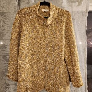 Coldwater Creek Textured Knit Sweater in Gold and Cream